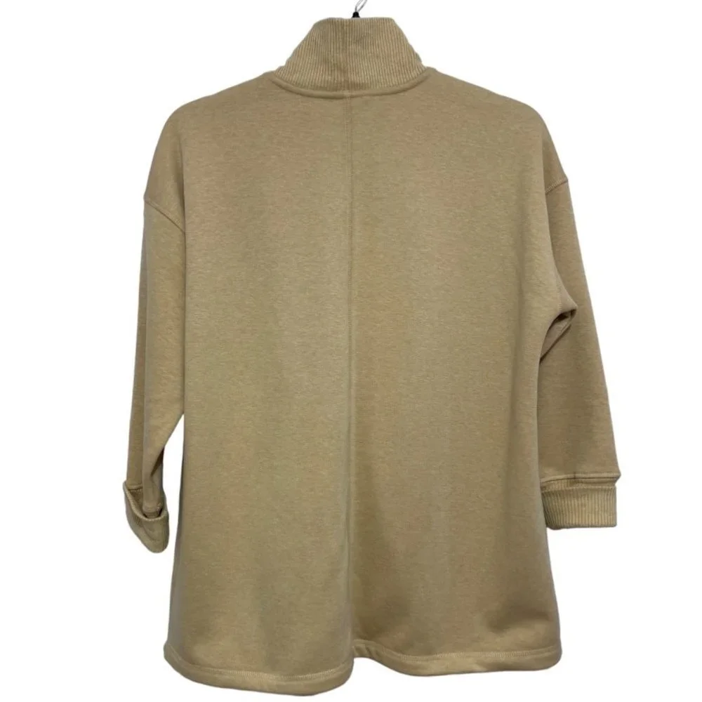 ISAAC MIZRAHI LIVE! Open Cardigan Duster Size Medium Tan Thick Knit Thigh Length - Picture 15 of 16